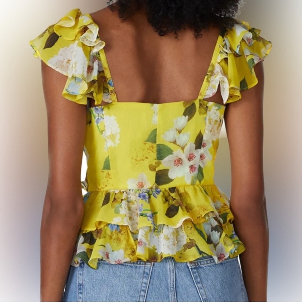 Floral Ruffle Yellow Top - Picture 2 of 5